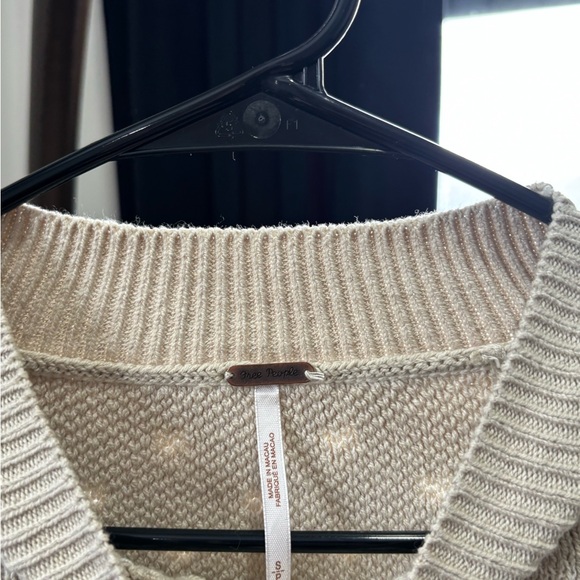 Free People Women’s Small Pattern Easy Street Crop Sweater Oatmeal Ivory NWT - Picture 5 of 9